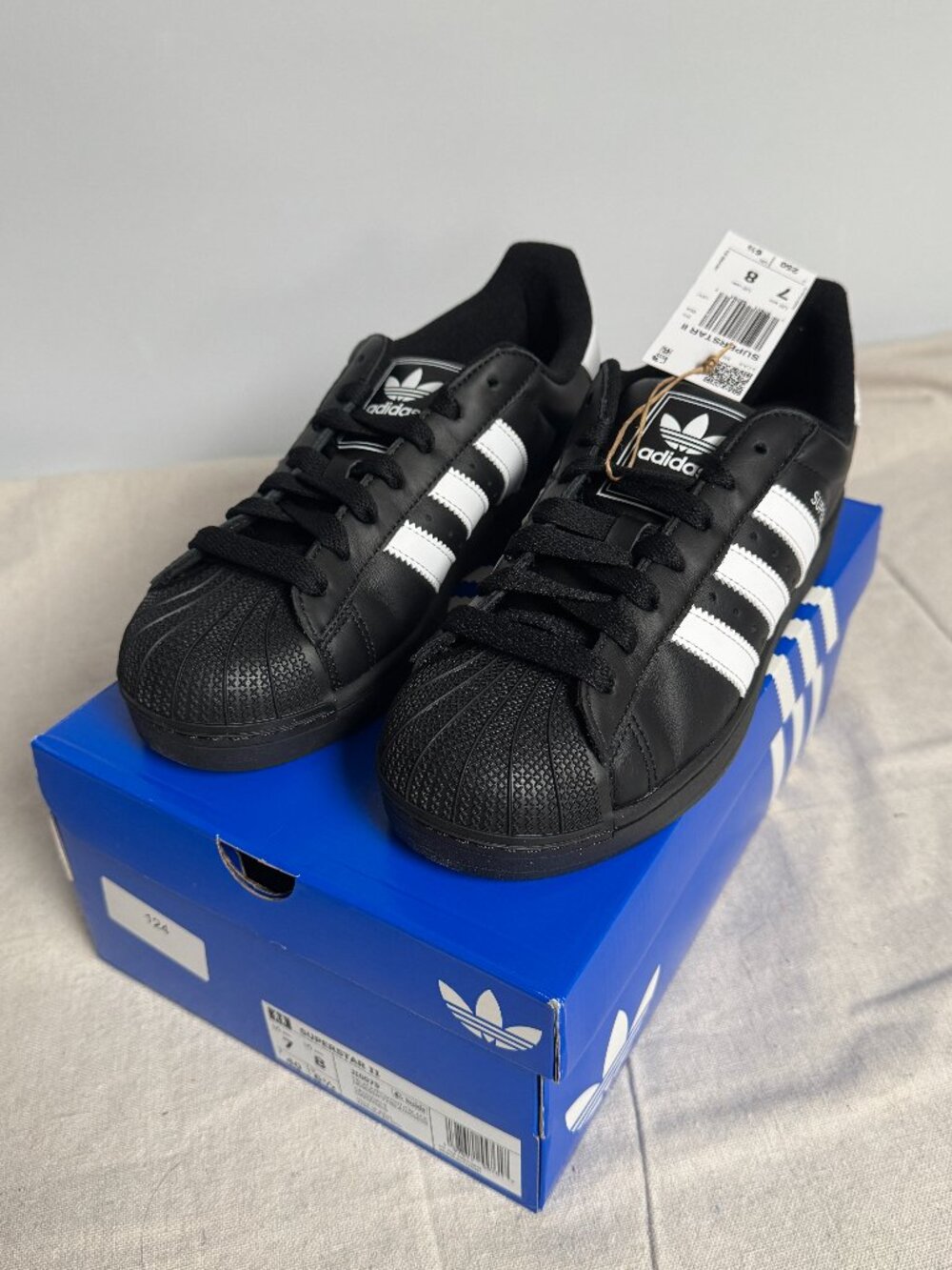NWT Adidas Originals Men's Black Superstar II Sneakers, JI0079 White Stripes